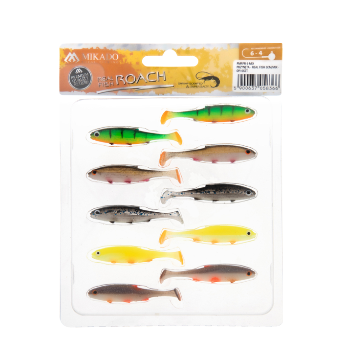 Mikado Real Fish 5cm – Handbemalter, ultra-realistischer Gummifisch mit lebhafter Schwanzaktion. Ideal für Barsch, Zander & Hecht.