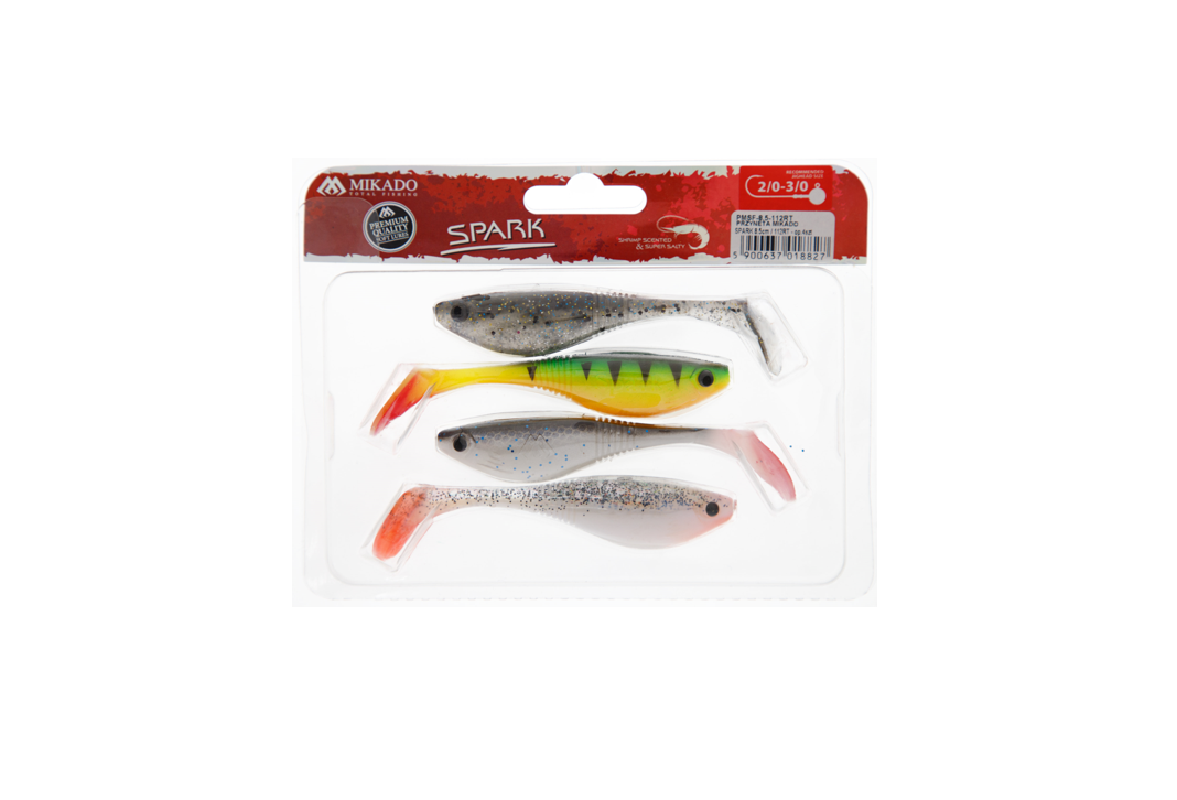Mikado Spark 8,5cm – Gummifisch mit starker Schwanzaktion für das Spinnfischen auf Hecht, Zander und Barsch, 4 Stück