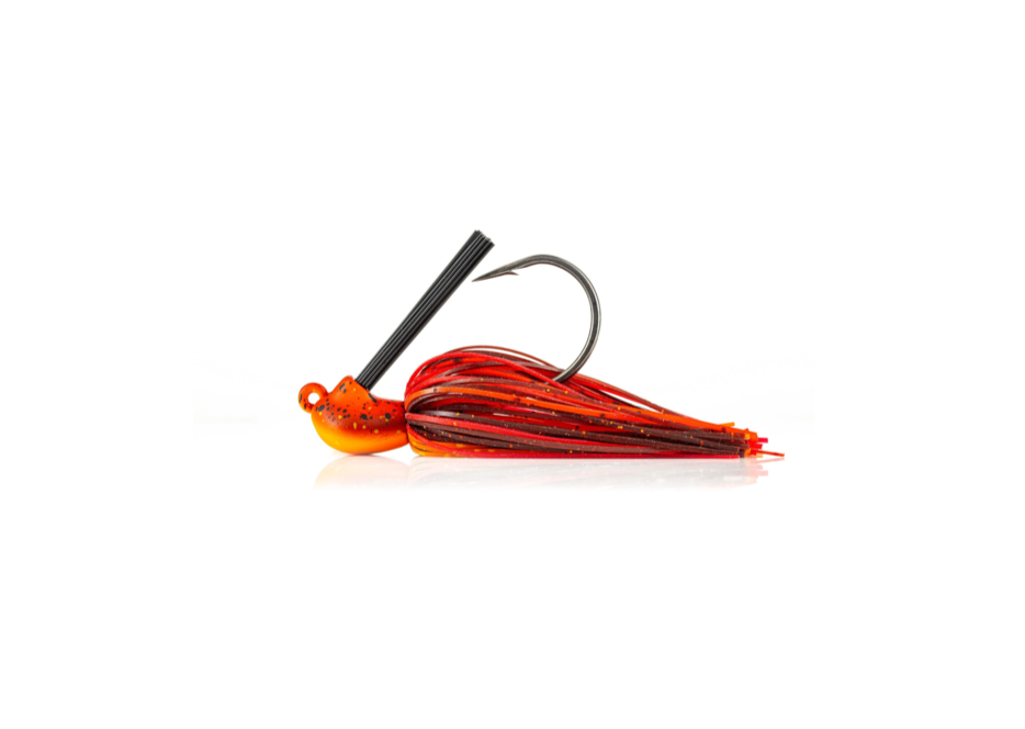 Molix Kento Jig 3/8oz Fiery Craw – Skirted Jig mit Weedguard, chemisch geschärftem Haken & natürlichem Silikonskirt für raubfischangeln im cover
