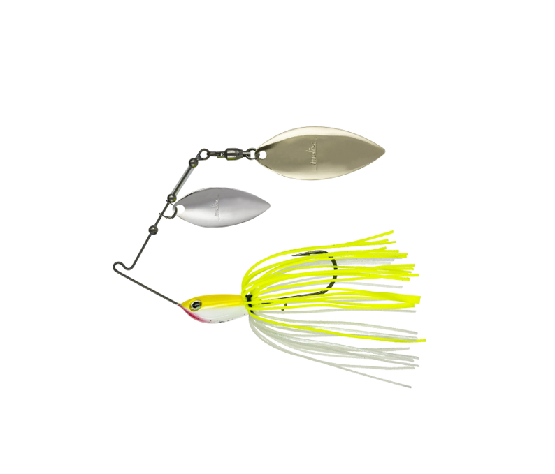 Molix Waterslash R Spinnerbait in 3/8 oz mit Double Willow Blättern, Farbe White Chartreuse – ideal für Raubfischangeln.