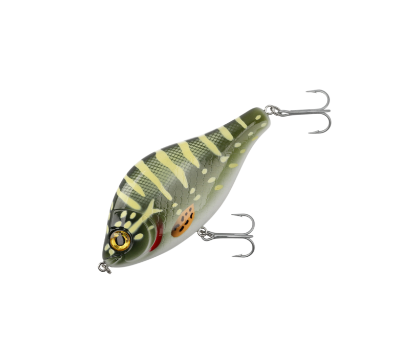 Der Mikado MFT Jerk 10cm in der Farbe Pike – langsam sinkender Jerkbait für Hechte mit realistischer Zickzack-Aktion.