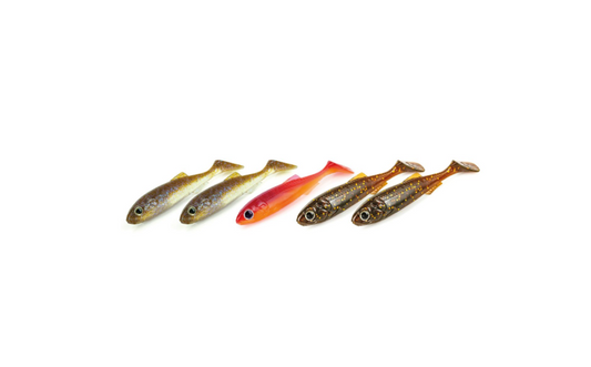 Molix RT Shad 3.5 – 5 realistische Gummifische mit Rollaktion, 9 cm lang, für Zander, Hecht und Barsch. Verschiedene Farben im gemischten Pack.