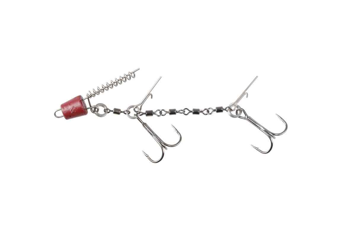 JAWS Double Evo Stinger – Hochwertiges Stinger-System mit stabiler Verbindung & austauschbaren Gewichten. Perfekt für Hecht, Zander & Wels.