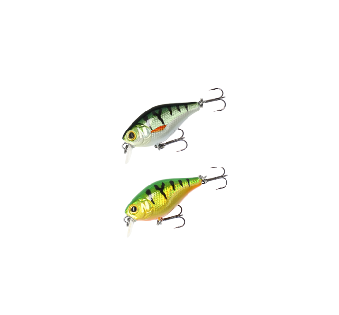 Kompakter Mikado Fishunter Bold Head Wobbler 4cm, schwimmend, ideal für Forellen, Barsche und Döbel.